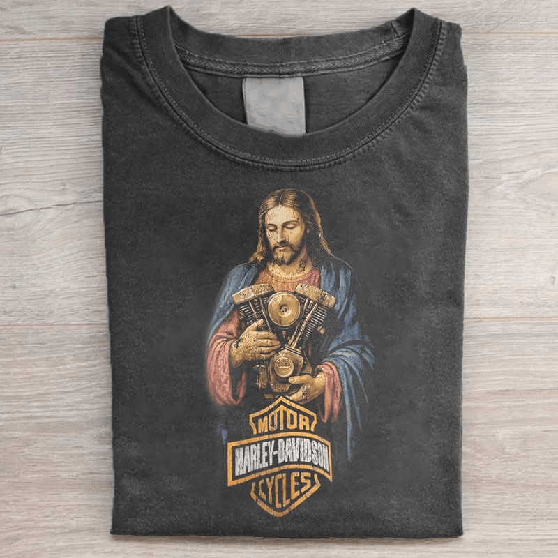 Jesus Christ Harley Davidson Motor T-Shirt Jesus Holding Motorcycle Shirt Birthday Gift