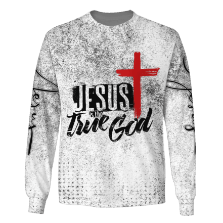 Jesus Is The True God Red Cross Long Sleeve Shirt Jesus Merch Gift For Christian Fans