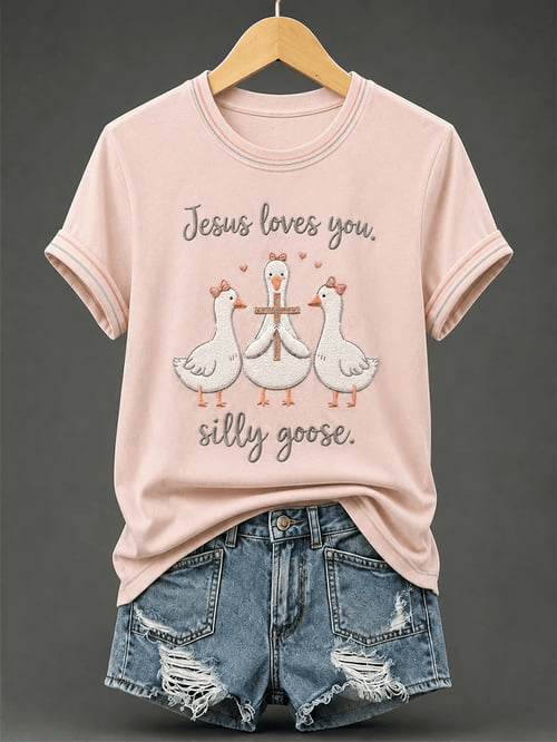 Jesus Loves You Silly Goose Cartoon Ducks T-Shirt Jesus Merch Gift For Family Fans