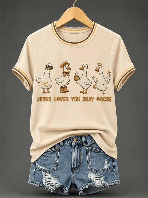 Jesus Loves You Silly Goose Cute T-Shirt Jesus Merch Funny Religious Faith Gift
