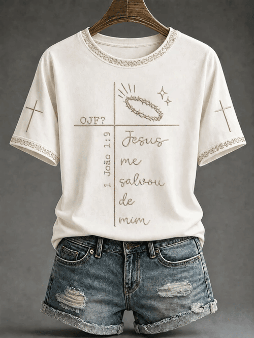 Jesus Me Salvou De Mim 1 Joao 1 9 T-Shirt Crown Thorns Clothes Gift For Christians