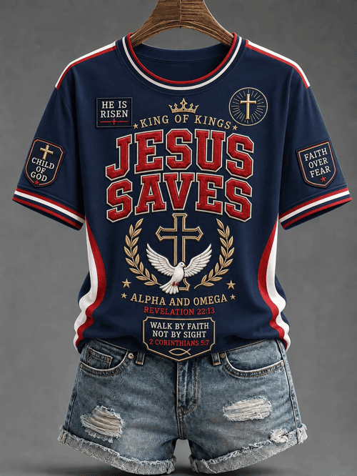 Jesus Saves King Of Kings T-Shirt Faith Over Fear Clothes Gift For Devout Christians