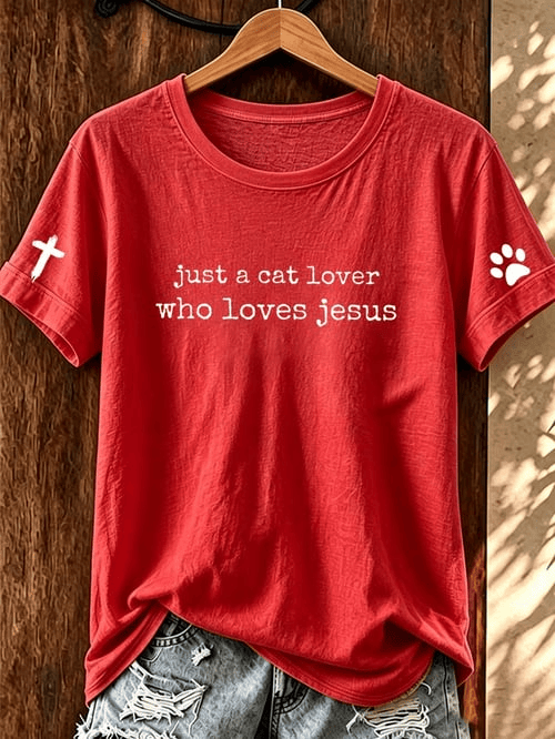 Just A Cat Lover Who Loves Jesus T-Shirt Christian Merch Cute Pet Lovers Gift