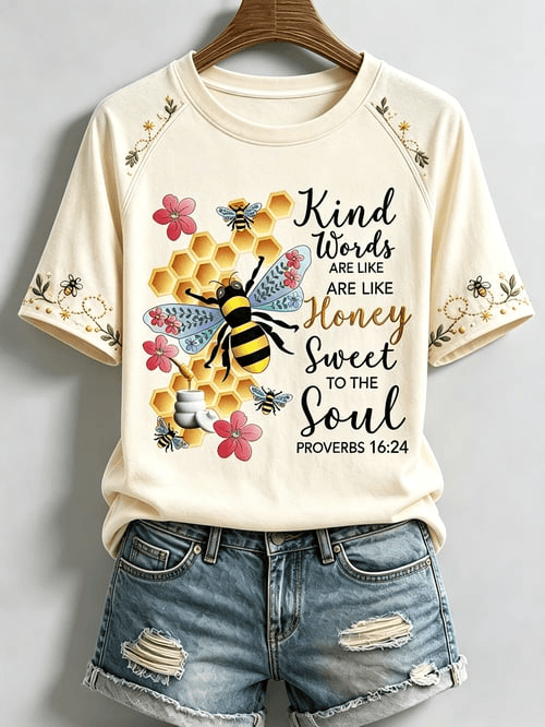 Kind Words Are Like Honey Sweet To The Soul T-Shirt Sunflower Bee Apparel Gift For Good Friends