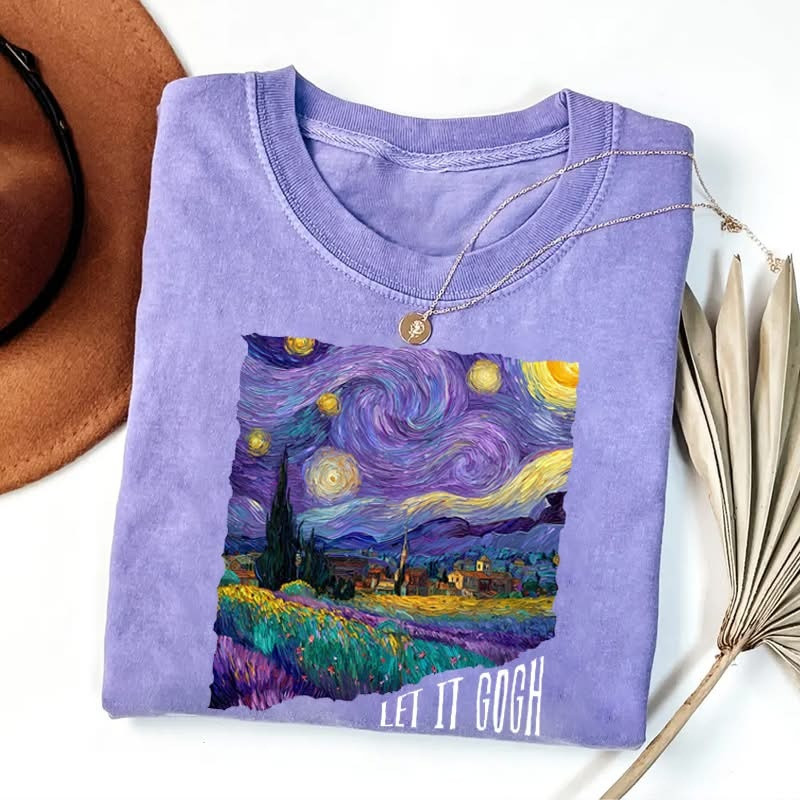 Let It Gogh Starry Night Lavender Comfort Colors Shirt Van Gogh Art Merch Gift For Art Lovers - WWCandleCo