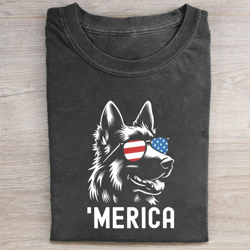 Merica German Shepherd T-Shirt Dog Lovers Clothing Patriotic Gift Ideas - WWCandleCo