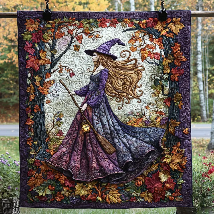 Moonlit Manor Witch Quilted Blanket Autumn Witch Merch Halloween Gifts For Mom