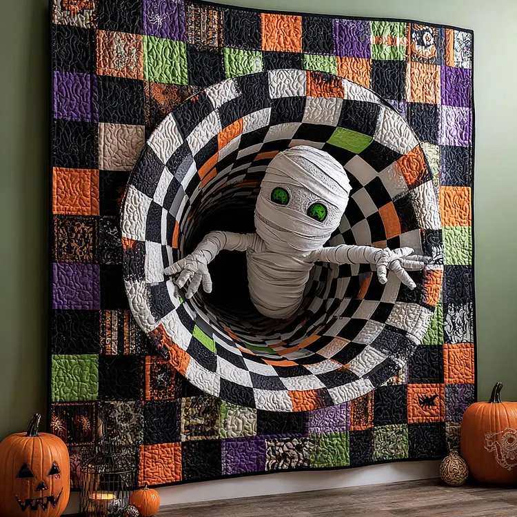 Mummy Abyss Quilted Blanket Mummy Tunnel Merch Gifts For Halloween Lovers