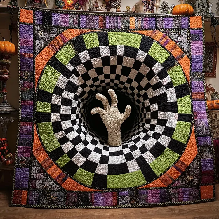 Mummy Rising Quilted Blanket Halloween Hand Vortex Merch Top Gift