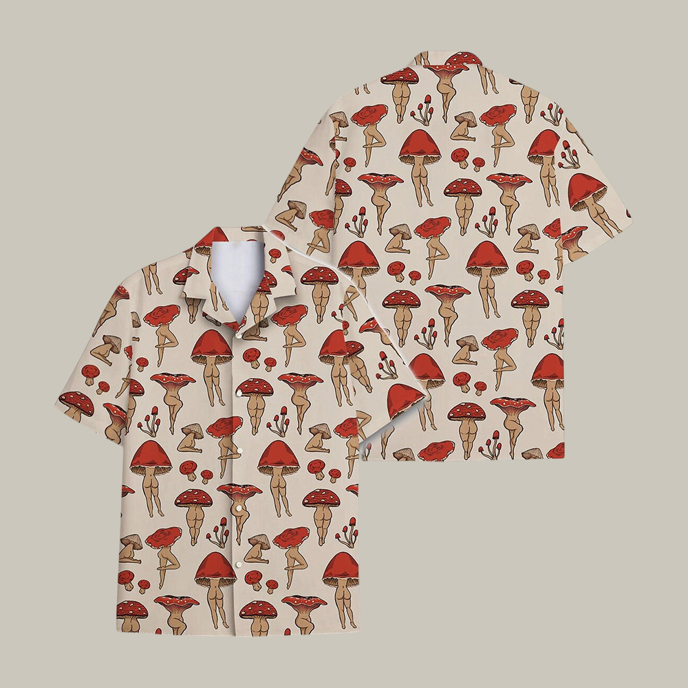 Mushroom Adult Graphic Hawaiian Shirt Vintage Aloha Shirt Humorous Gift For Friends - WWCandleCo