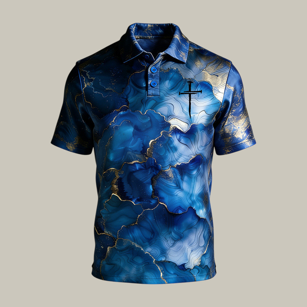 Nail Cross Crack Eartth Faith Polo Shirt God Is Good Shirt Gift For Father's Day - WWCandleCo