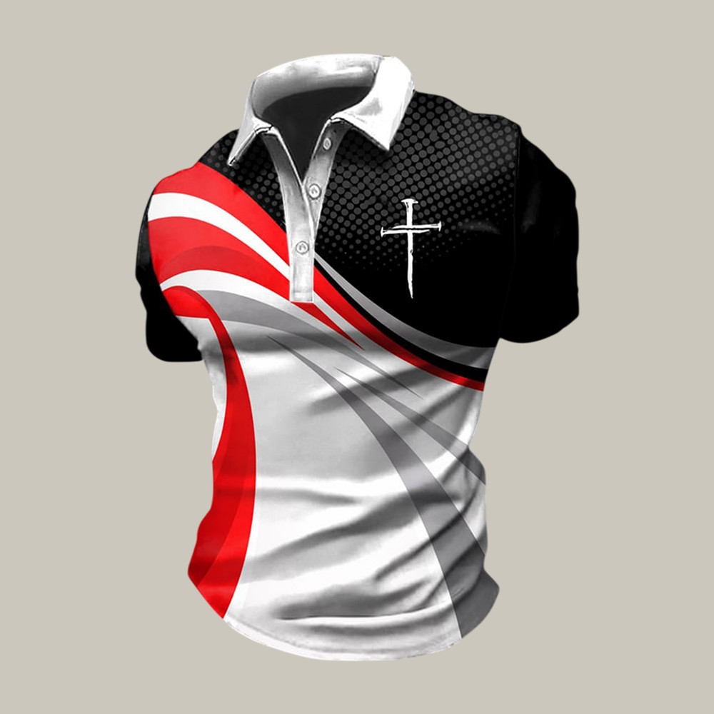 Nail Cross Faith Graphic Polo Shirt God Is Good Shirt Present For Husband - WWCandleCo