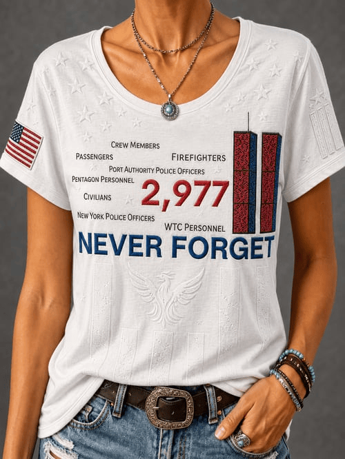 Never Forget 2977 Firefighters Wtc Personnel T-Shirt 9-11 Clothes Gift For Never Forget Patriots