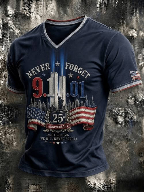 Never Forget 911 September 11 2001 V-Neck Shirt Twin Towers Merch Gift Ideas