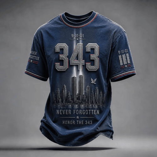 Never Forgotten Honor The 343 Skyline T-Shirt FDNY Clothes Gift For FDNY 9-11 Heroes