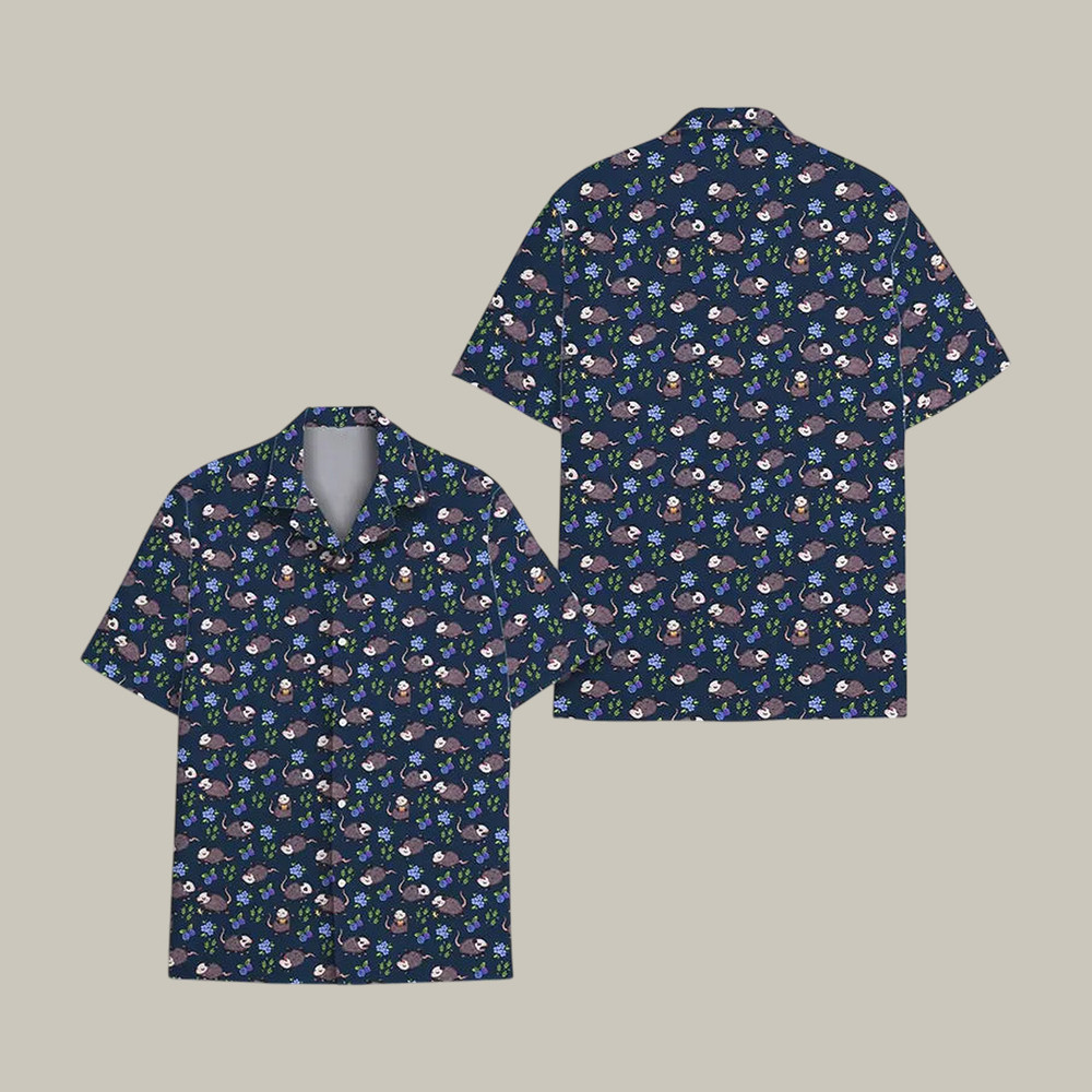 Opossum Hawaiian Shirt Funny Possum Graphic Shirt Unique Present For Animal Lovers - WWCandleCo