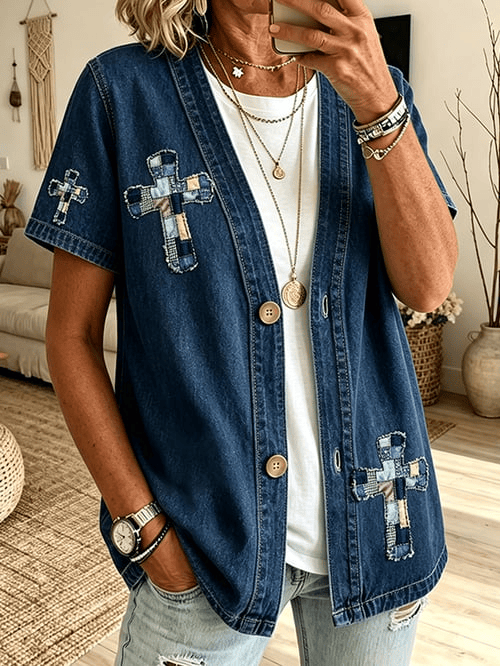 Patchwork Christian Cross Cardigan Uly Sweater Cross Merch Gift For Fashion Lovers