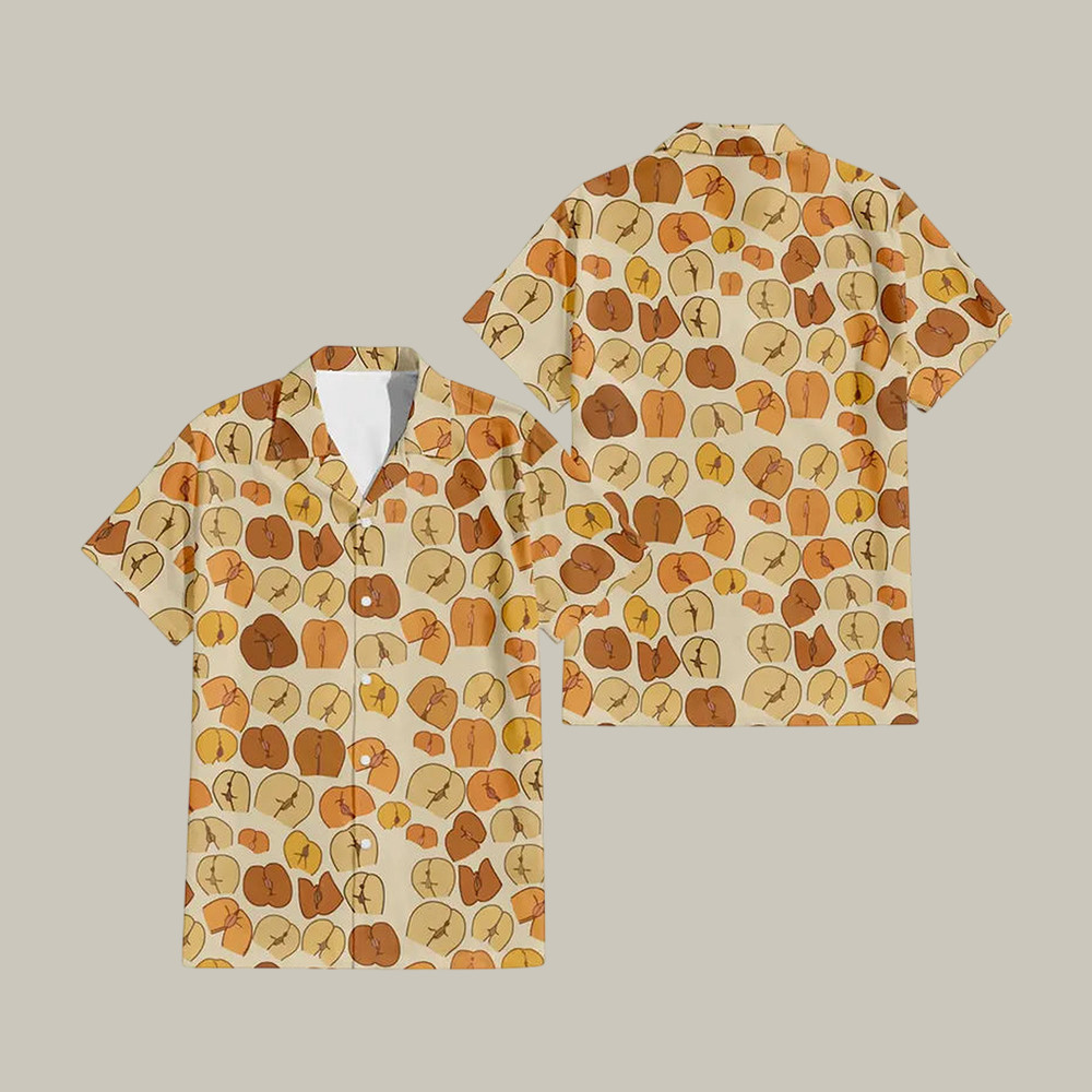 Peaches Butt Hawaiian Shirt Funny Aloha Shirt Present Idea For Best Friends - WWCandleCo