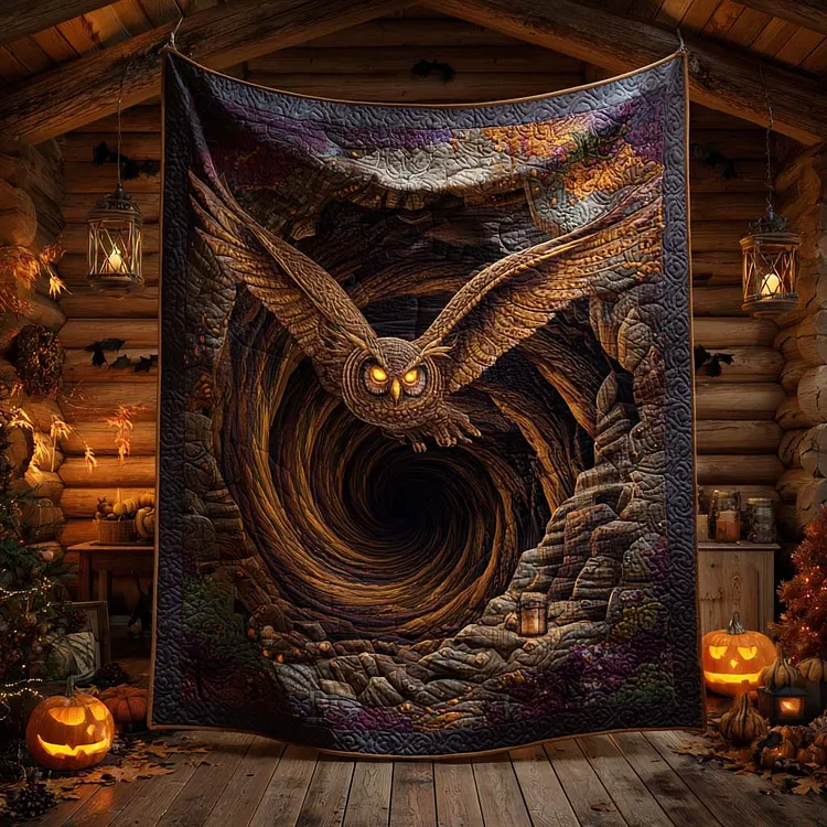 Phantom Owl Quilted Blanket Halloween Owl Tunnel Merch Unique Room Decor Gifts