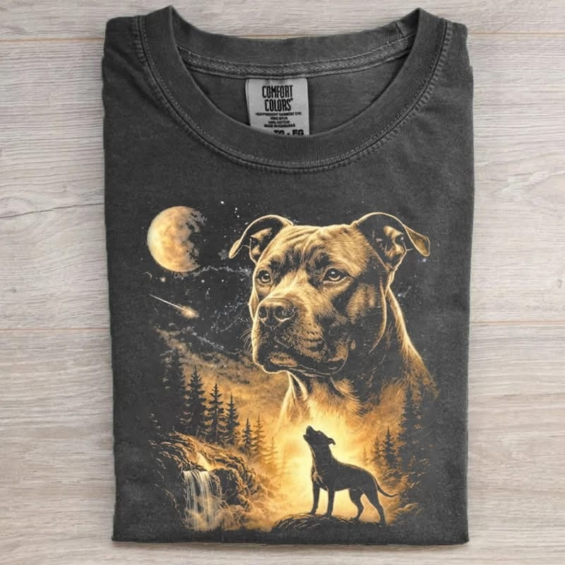 Pit Bull Howling To The Moon T-Shirt Pitbull Dog Howling Merch Gift For Him - WWCandleCo