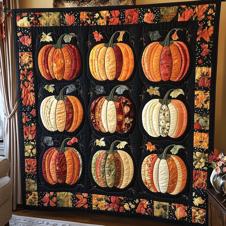 Pumkin Fest Quilted Blanket Pumpkin Patch Quilt Merch Best Halloween Gifts