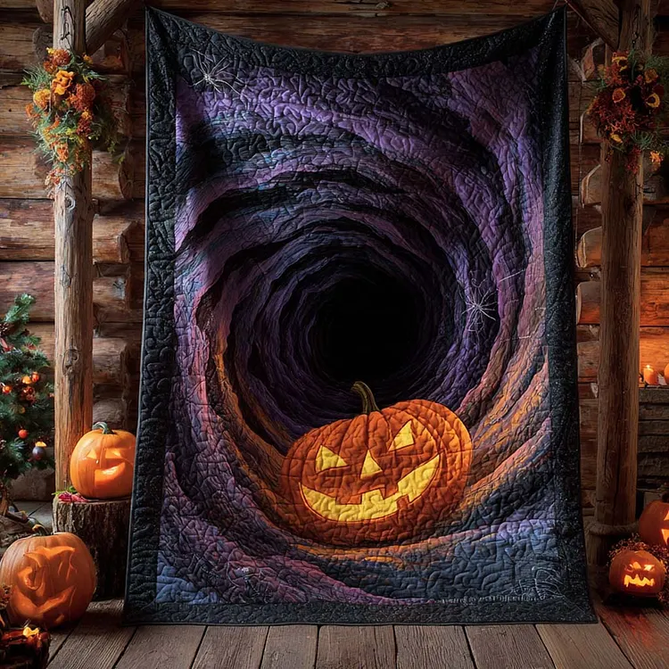 Pumpkin Abyss Quilted Blanket Pumpkin Tunnel Merch Unique Room Decor Gifts