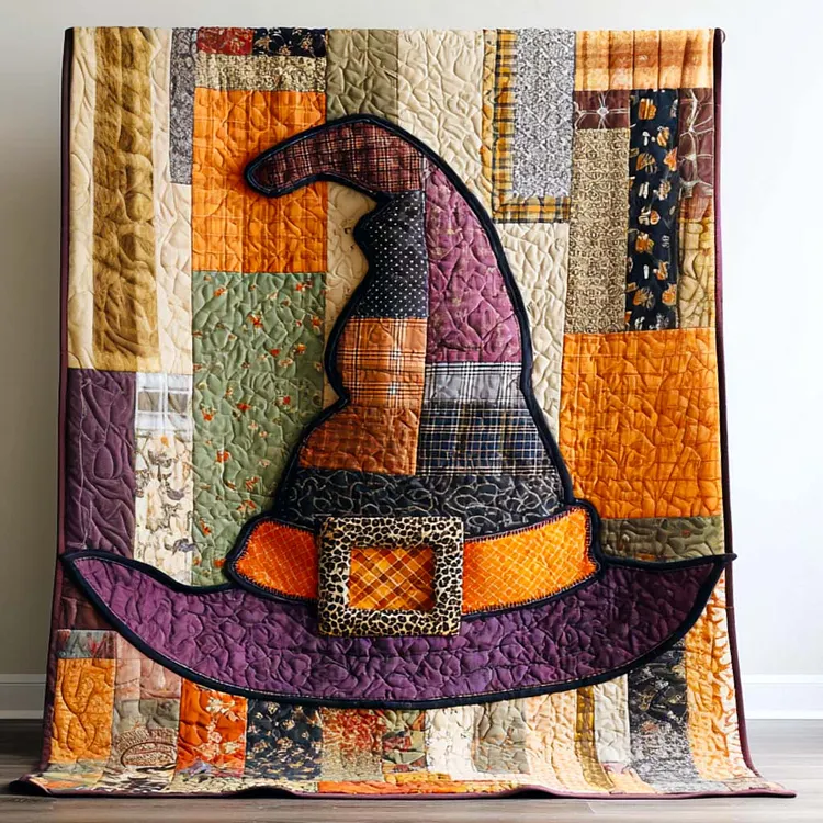 Purple Witch Hat Quilted Blanket Witch Hat Quilt Merch Cozy Home Decor