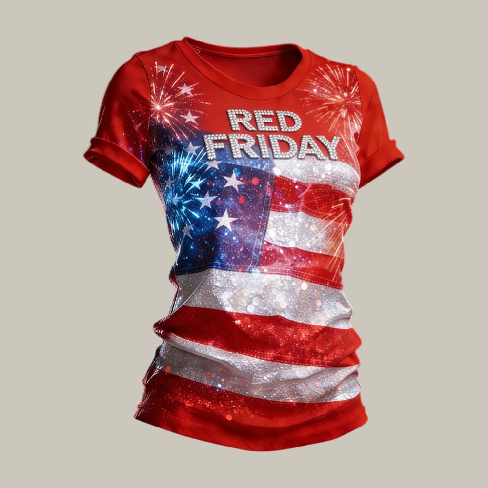 Red Friday American Flag Fireworkd T-Shirt Remember Everyone Deployed Shirt Present For Mom - WWCandleCo