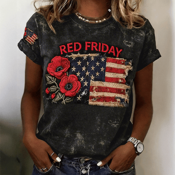 Red Friday American Flag Floral T-Shirt Remember Everyone Deployed Red Friday Clothes Gift For Wife - WWCandleCo