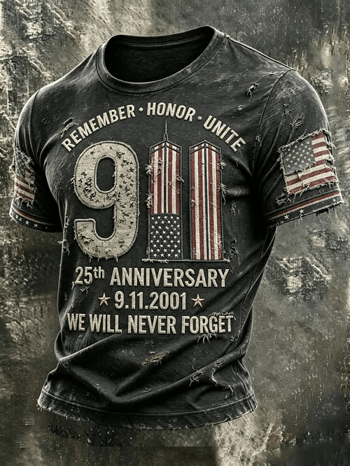 Remember Honor Unite 9 11 T-Shirt 25th Anniversary Clothing Gift For 9-11 Responders