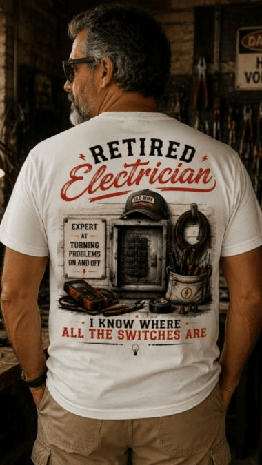 Retired Electrician T-Shirt I Know Where All The Switches Are Apparel Gift For Men