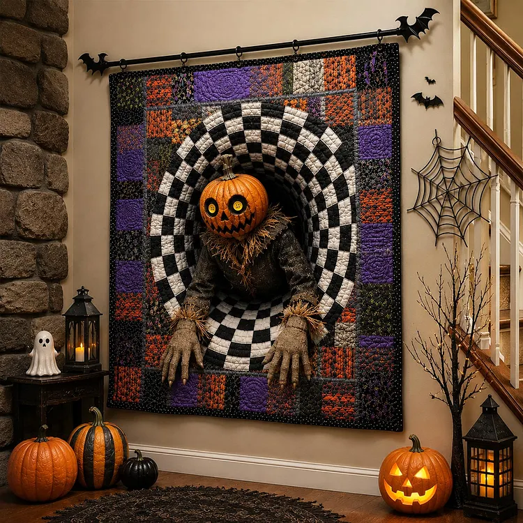 Scarecrow Phantom Quilted Blanket Scarecrow Pumpkin Tunnel Merch Best Room Decor Gifts