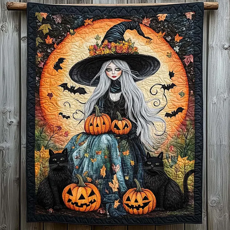 Shadow Spooks Quilted Blanket Witch And Pumpkins Merch Top Home Decor Gifts