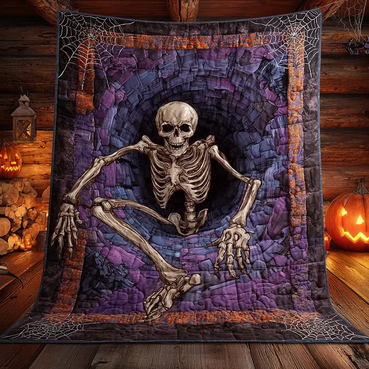 Skeleton Gate Quilted Blanket Skeleton In Tunnel Merch Unique Home Decor Finds