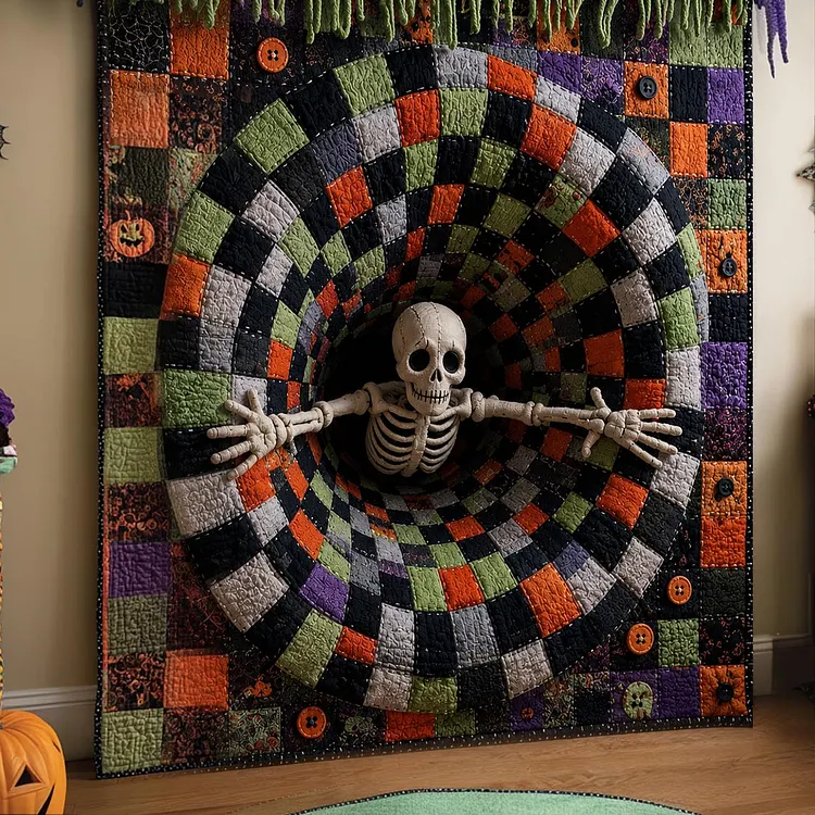 Skeleton Spiral Quilted Blanket Skeleton Tunnel Merch Best Housewarming Gift Ideas