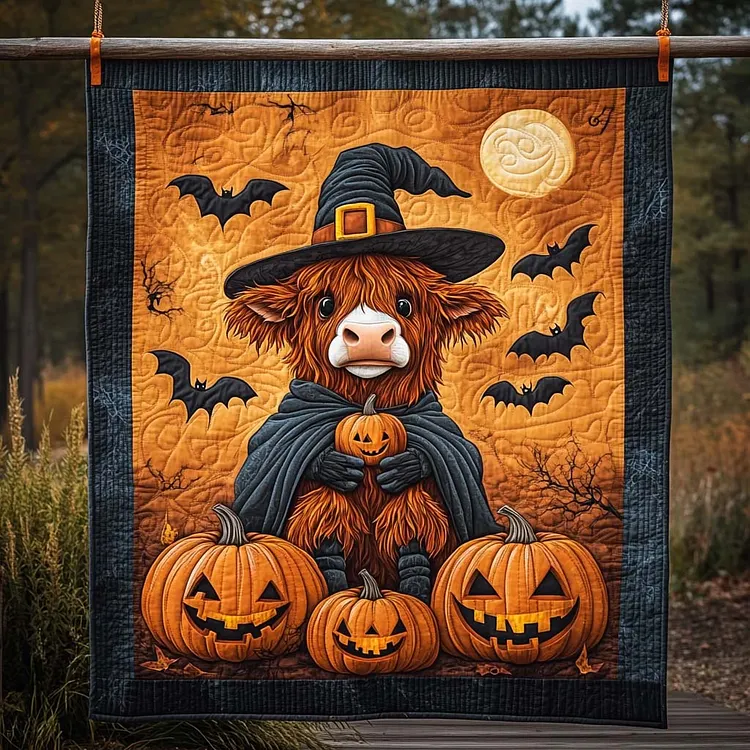 Spooky Specter Quilted Blanket Cow Witch Pumpkins Merch Trendy Gift