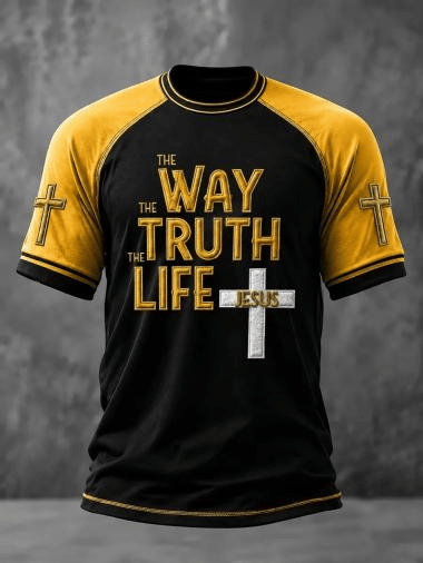 The Way The Truth The Life Jesus T-Shirt Raglan Gold Cross Apparel Gift For Christians