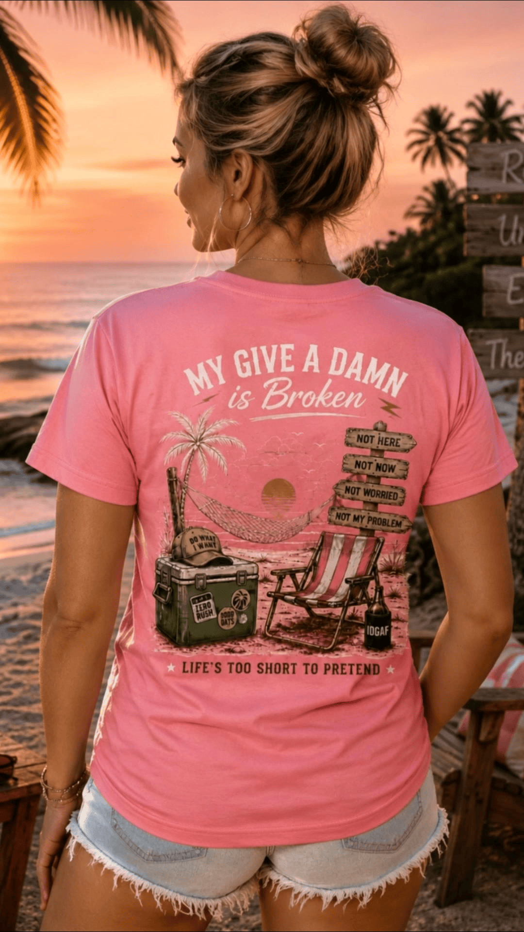 Too Old To Care Club Merch My Give A Damn Is Broken Beach T-Shirt Unique Gifts For Fans