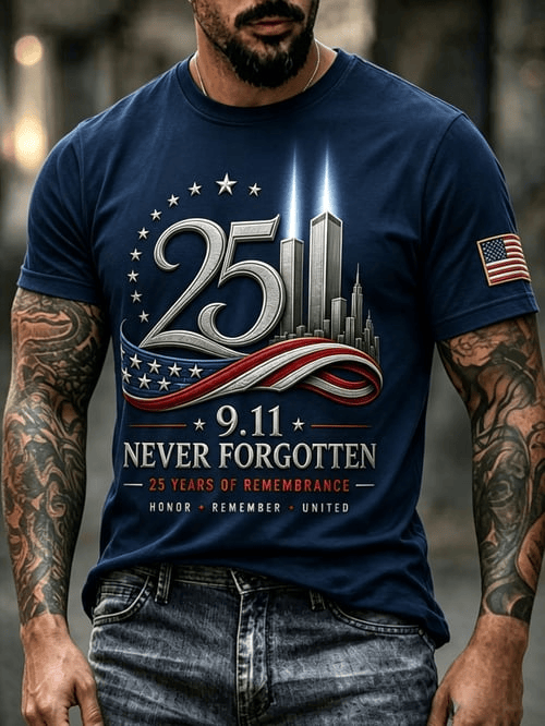 United In Remembrance T-Shirt 25 Years 2001 2026 Clothing Men's Birthday Gift Ideas