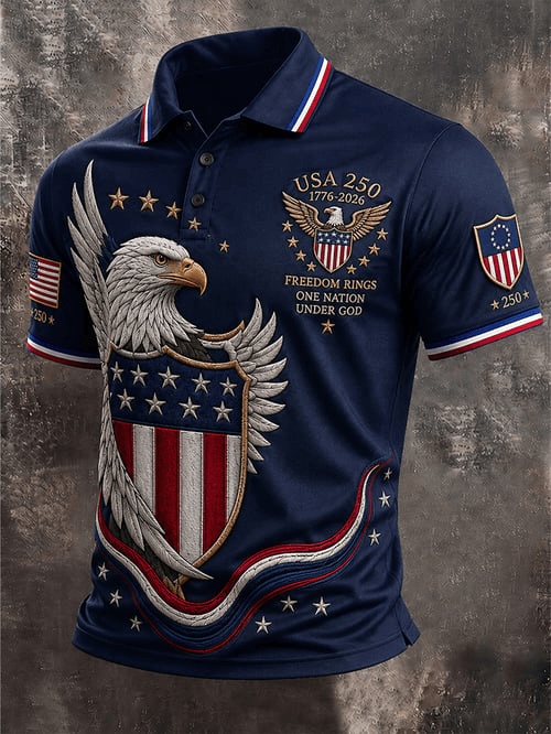 USA 250 Freedom Rings Polo Shirt One Nation Under God 1776 2026 Clothes Gift For Proud Patriots