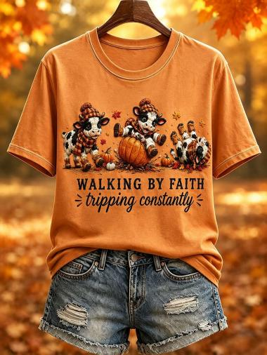 Walking By Faith Halloween T-Shirt Halloween Clothes Gift For Mom