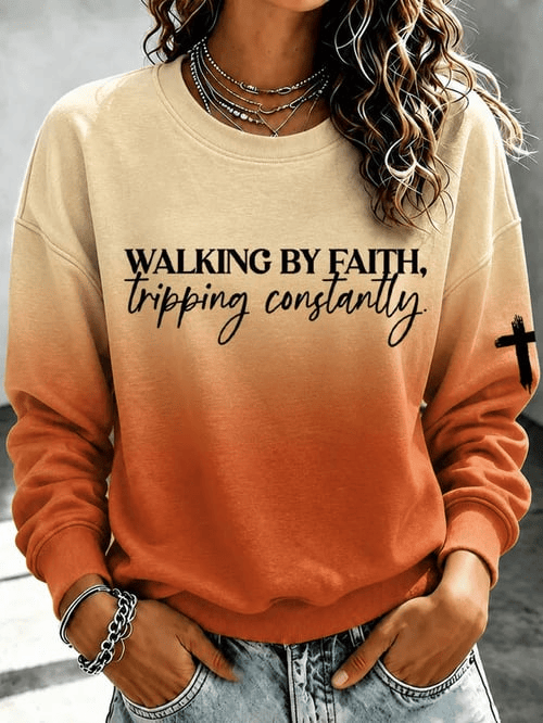 Walking By Faith Tripping Constantly Sweatshirt Christian Merch Religious Gift
