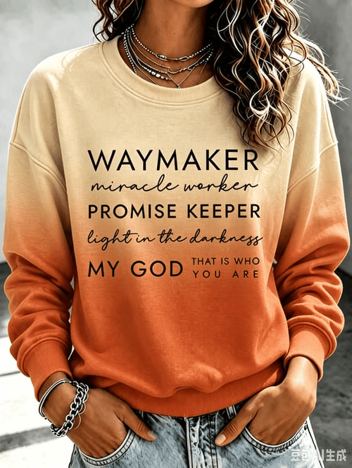 Waymaker Miracle Worker Promise Keeper Sweatshirt Ombre Sunset Graphic Clothing Gift For Her