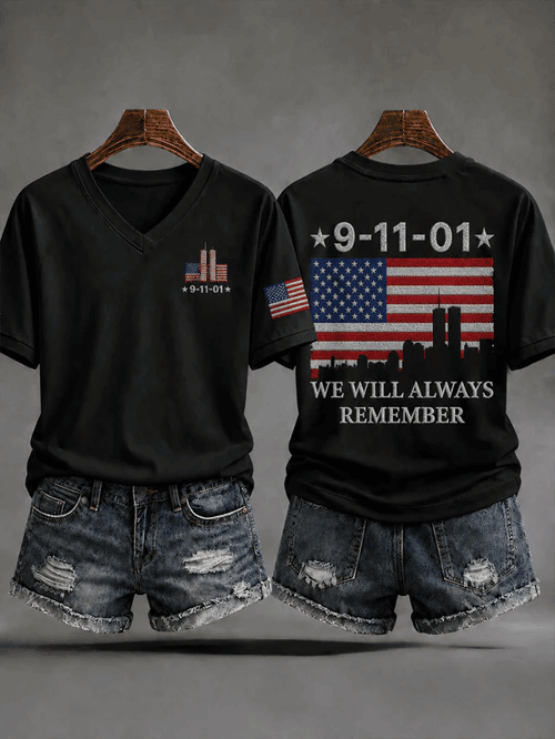 We Will Always Remember V-Neck Shirt 25 Years Clothing Gift For Proud Patriots