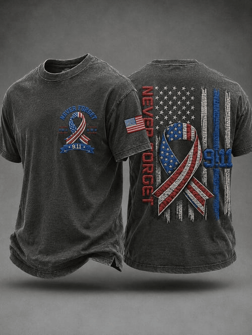 We Will Never Forget T-Shirt 25th Anniversary 9 11 Clothing Gift For 9-11 Responders
