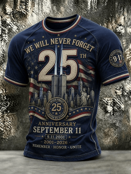 We Will Never Forget T-Shirt 911 25th Anniversary 20012-2026 Shirt Good Gifts For Husband