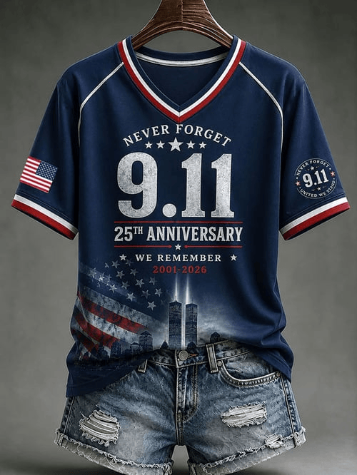 We Will Never Forget V-Neck Shirt 9 25th Anniversary Merch Birthday Gifts Ideas For Him