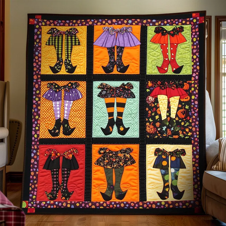 Wickedly Stylish Quilted Blanket Witch Legs Halloween Merch Halloween Gifts For Brother