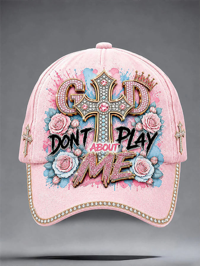God Don't Joke With Me Faith Hat Cute Floral Crown Cross Cap Godly Man Birthday Gift