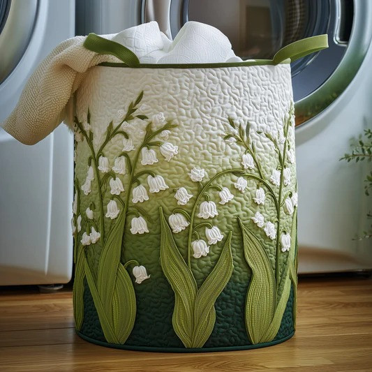 Lily Of The Valley Quilted Laundry Basket Large Floral Fabrics Hamper Foldable Family Gift